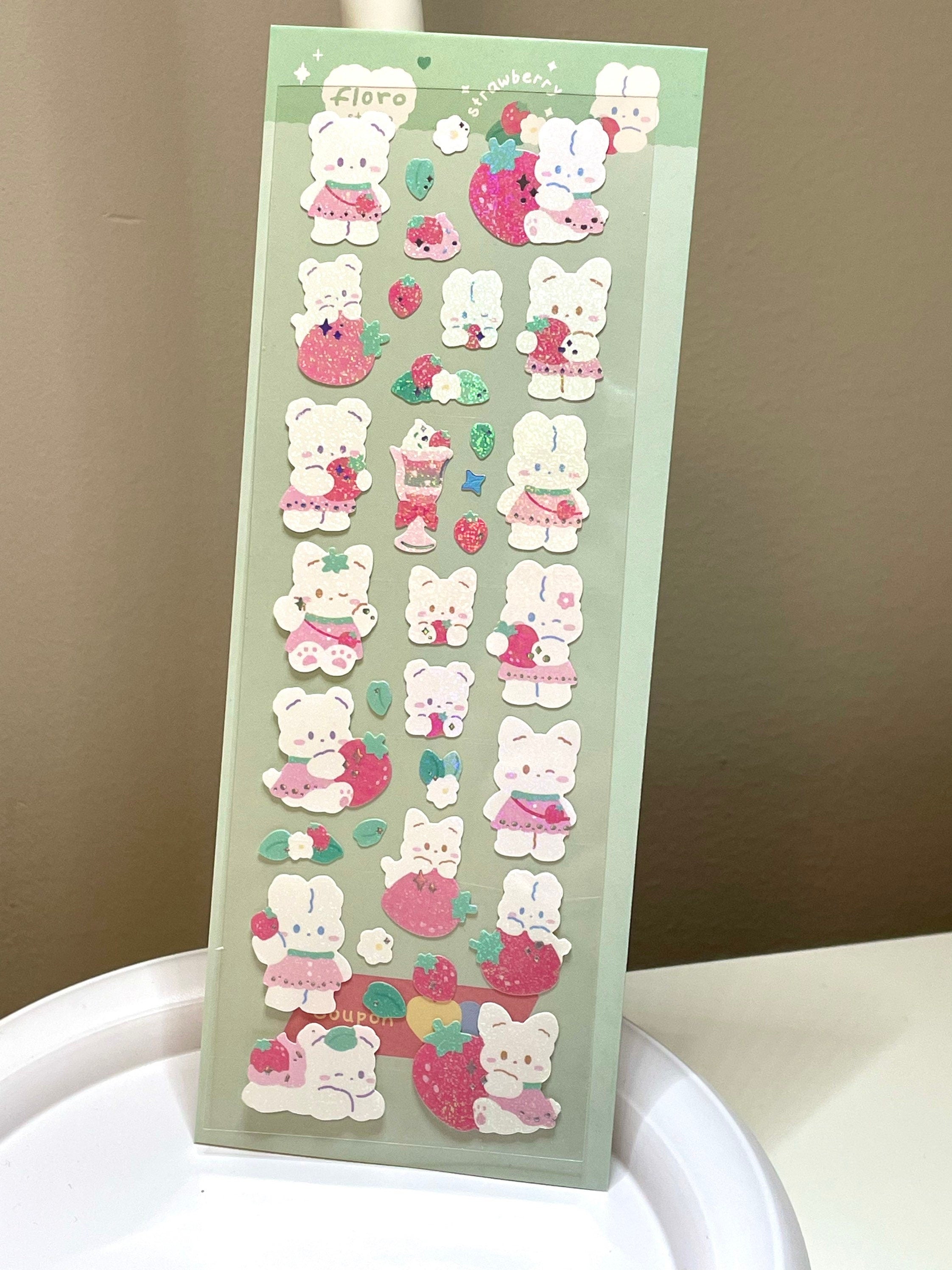 Kawaii Strawberry Bunny Stickers